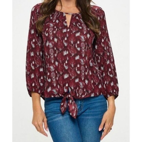 West K Snake Print Top/Blouse‎ in Burgundy Size XS (E5) - Picture 1 of 12